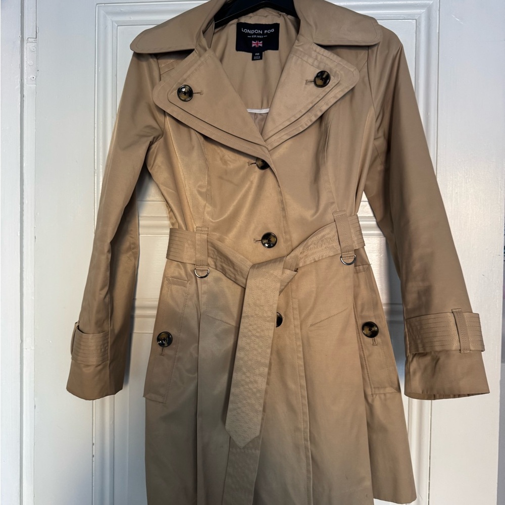 London Fog Petite Stone Belted Trench Coat
